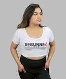 Resurrex Fit White New Logo Crop Top